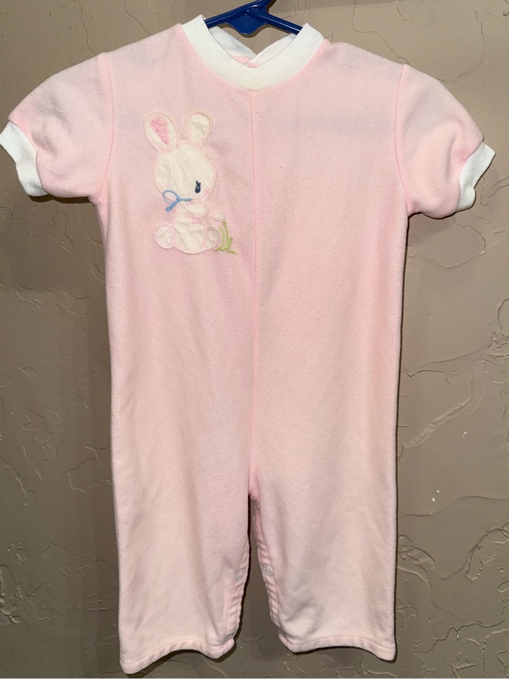 VTG 6 mos Infant Baby Girl Sleep N Play Bunny Pink One Piece Nostalgic Newborn